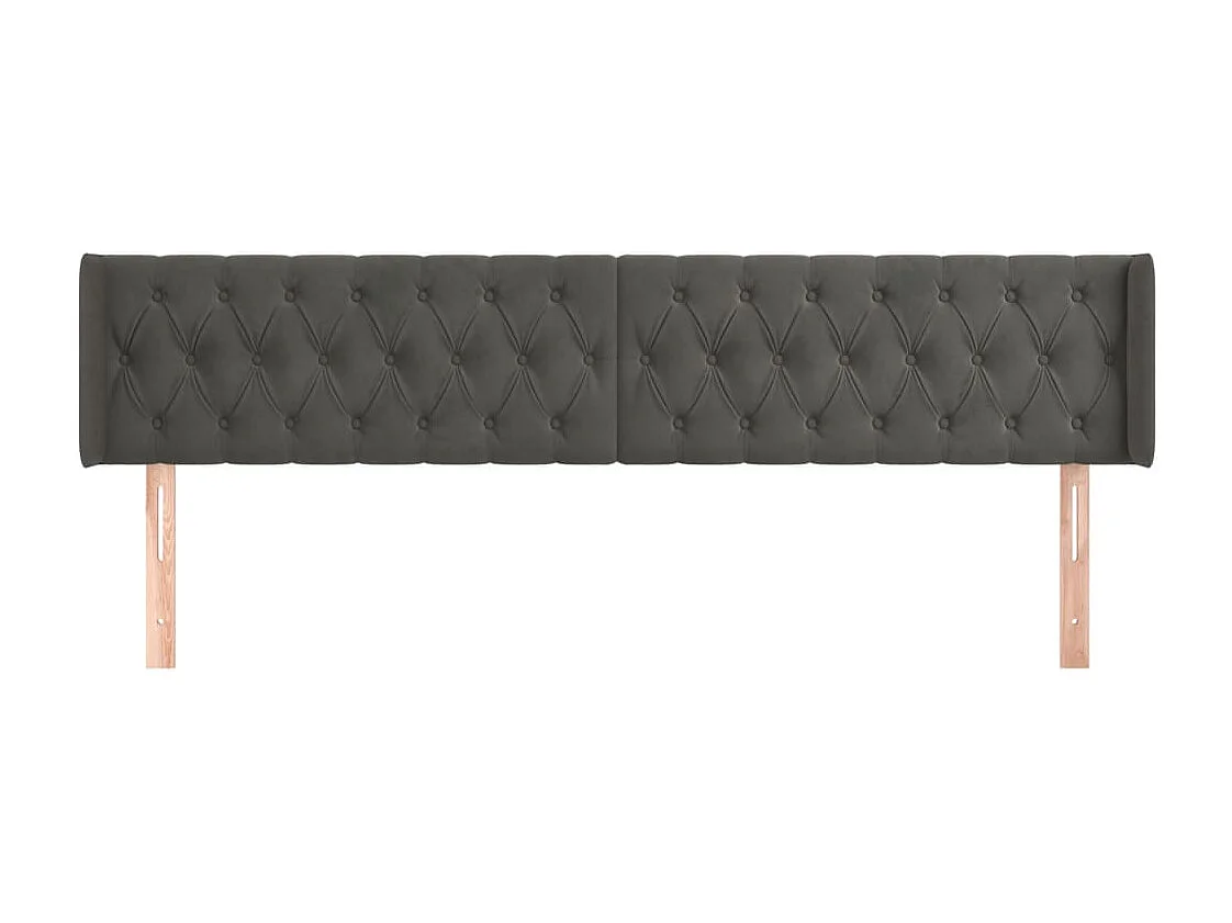 Tête de lit avec oreilles Gris foncé 203x16x78/88 cm Velours