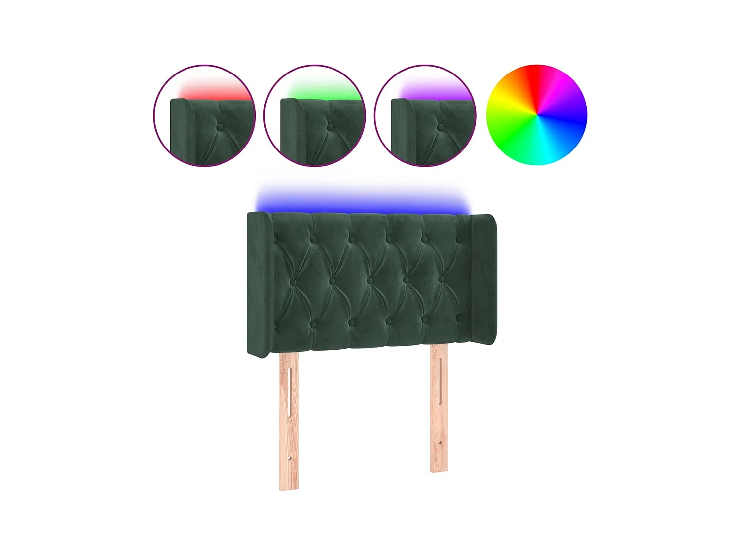 LED Hoofdbord Donkergroen 83x16x78/88 cm Fluweel