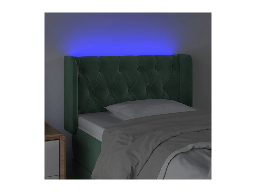 LED Hoofdbord Donkergroen 83x16x78/88 cm Fluweel