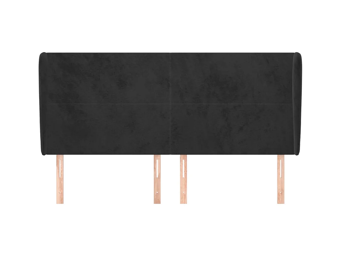 Hoofdbord met vleugels Zwart 163x23x118/128 cm Fluweel