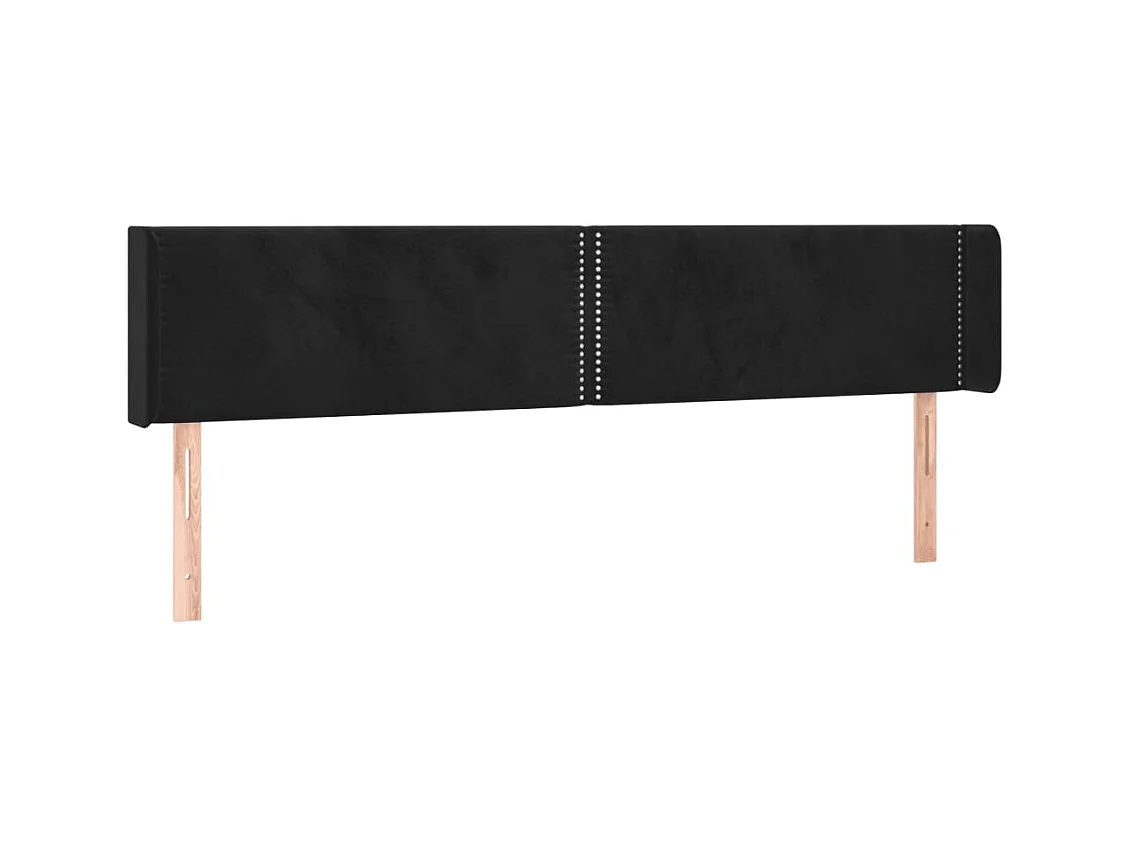 Tête de lit avec oreilles Noir 203x16x78/88 cm Velours