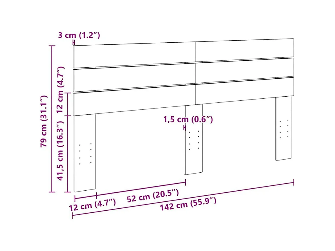 Tête de lit 140 cm bois massif de chêne