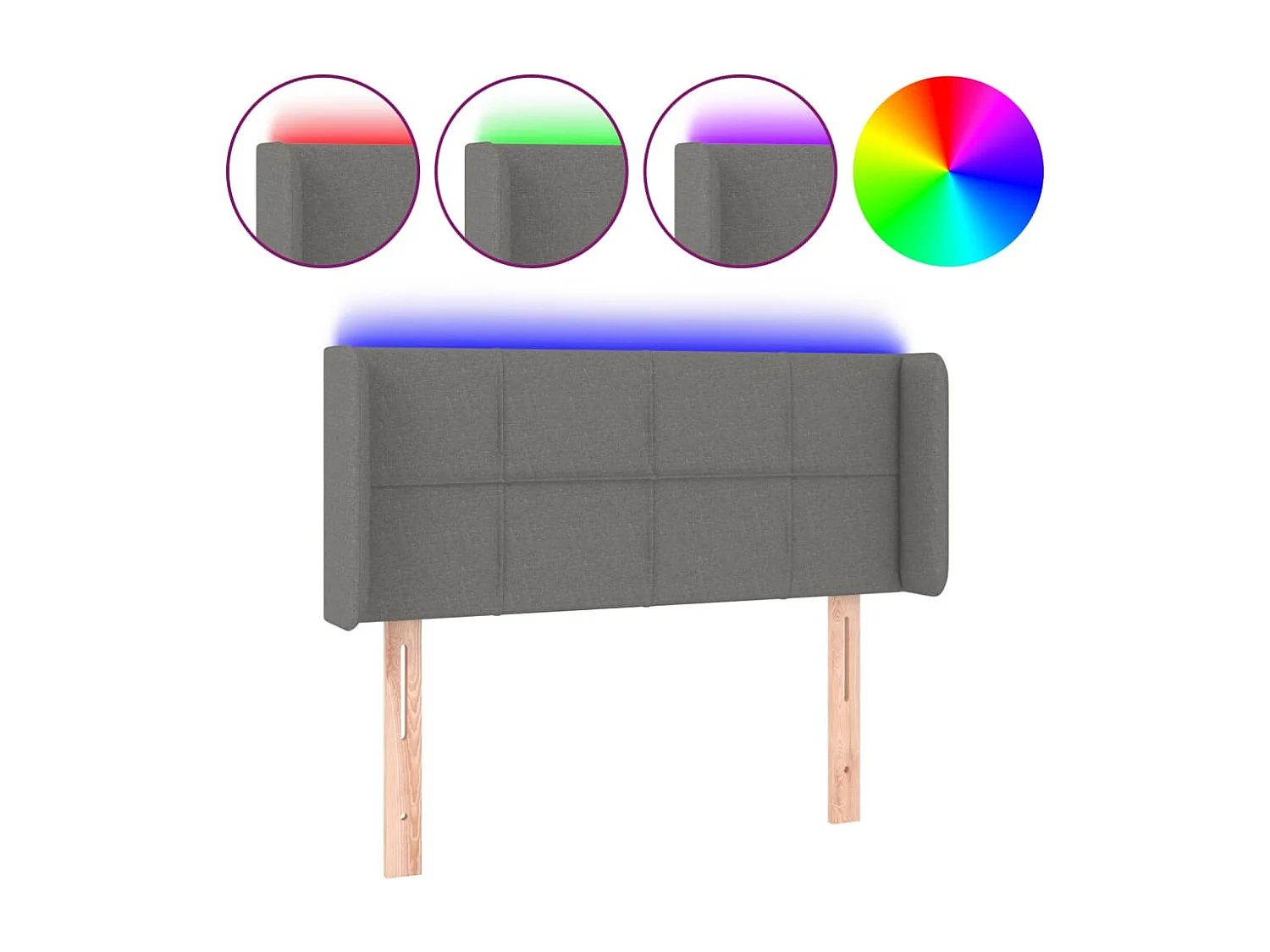 Testiera LED Grigio scuro 93x16x78/88 cm Tessuto