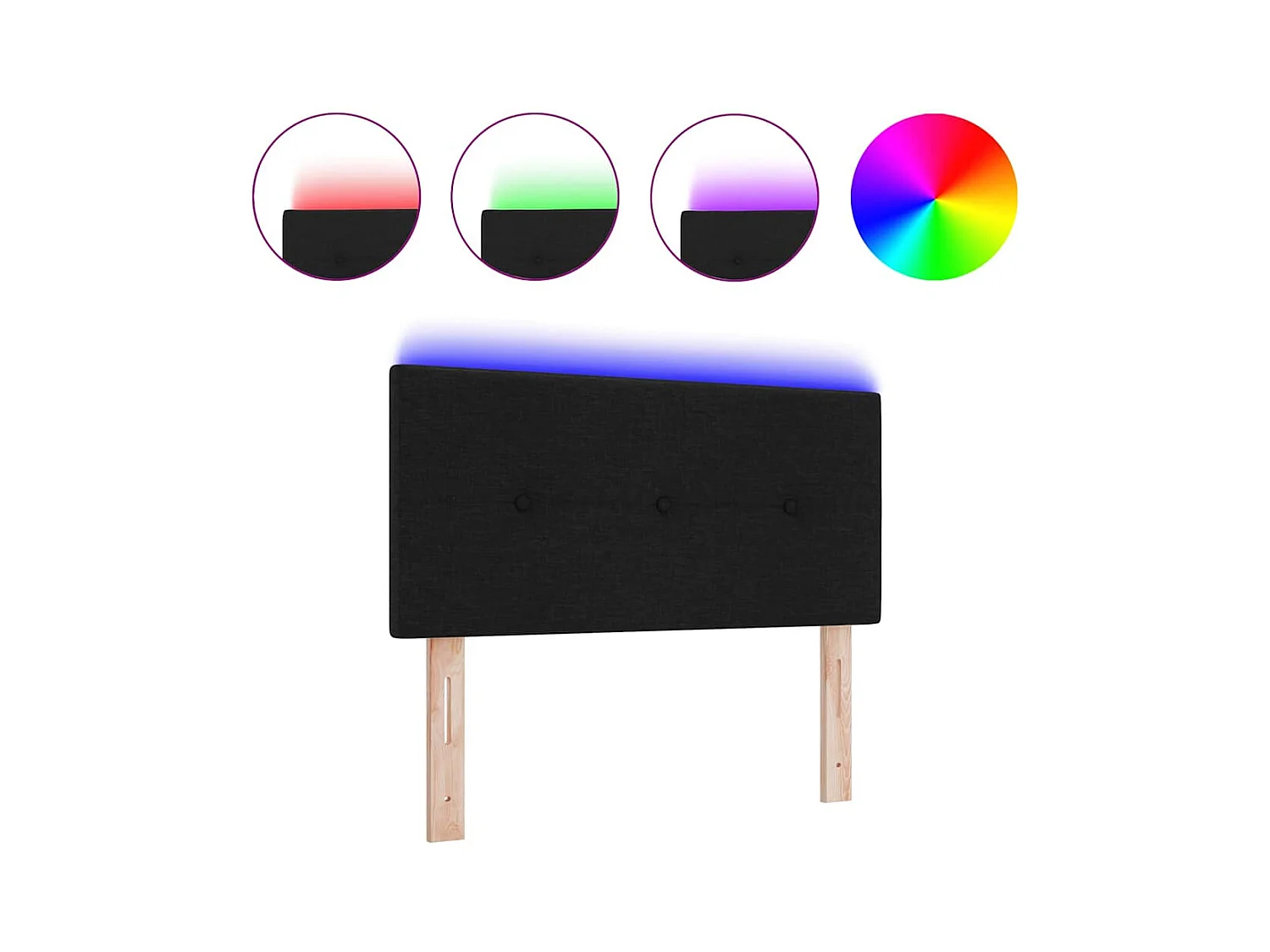 Tête de Lit LED avec des lumières à LED Noir 100 cm tissu