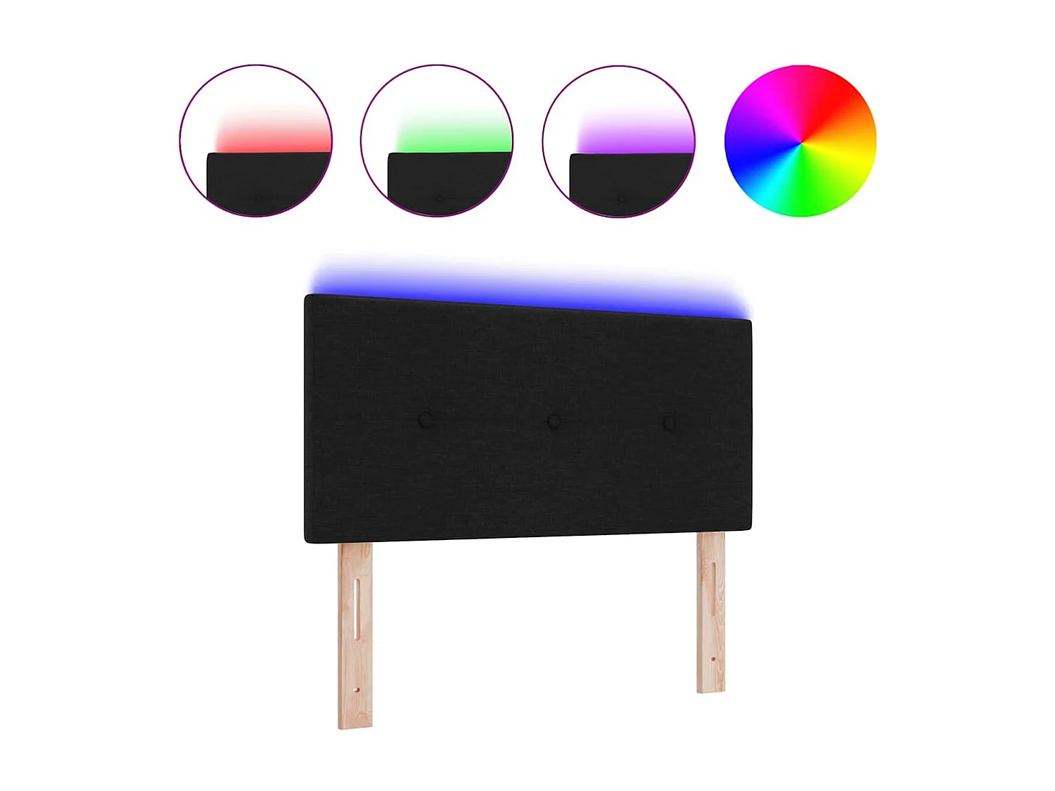 Testiera LED con luci LED Tessuto nero 100 cm