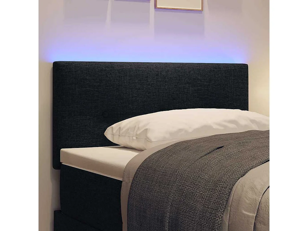 Testiera LED con luci LED Tessuto nero 100 cm