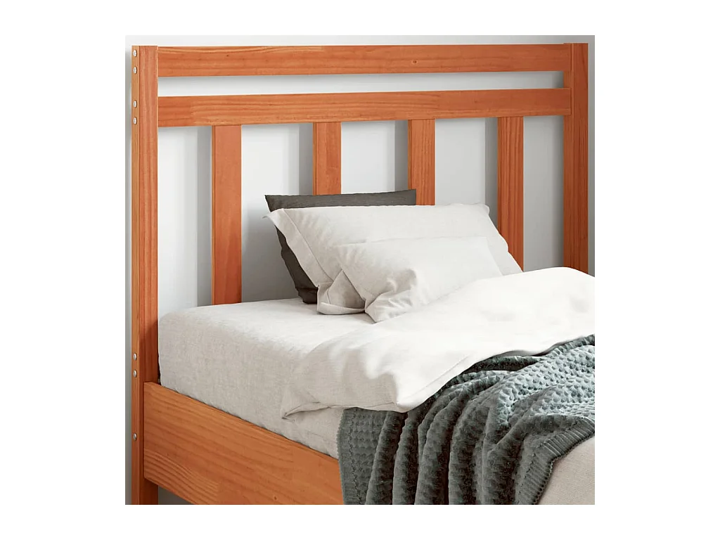 Testiera in legno massello di pino da 100 cm in cera marrone