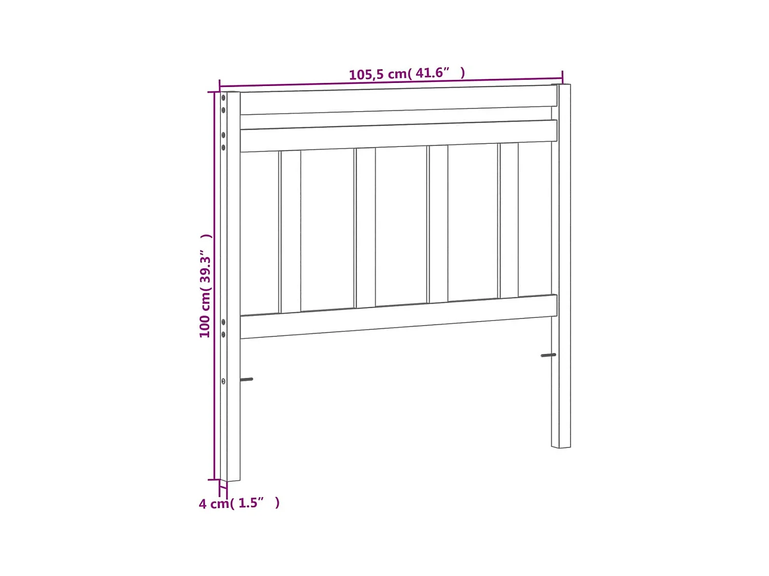 Testiera in legno massello di pino da 100 cm in cera marrone