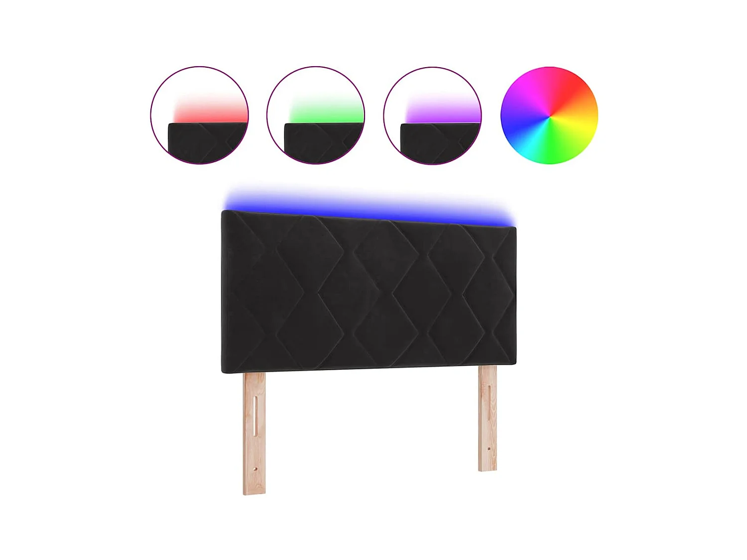 Tête de Lit LED avec des lumières à LED Noir 90 cm Velours