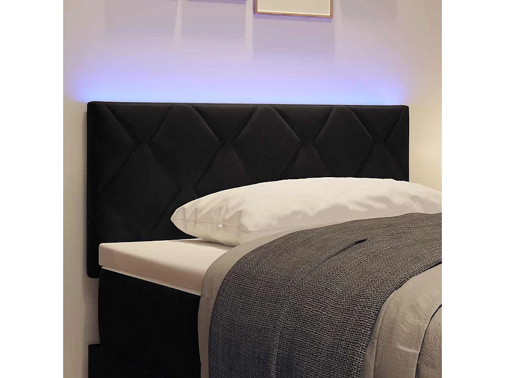 Cabecero LED con Luces LED Terciopelo Negro 90 cm