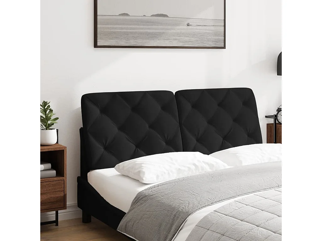 Zwart hoofdbordkussen 120 cm fluweel