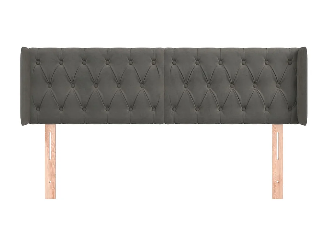 Tête de lit avec oreilles Gris foncé 163x16x78/88 cm Velours