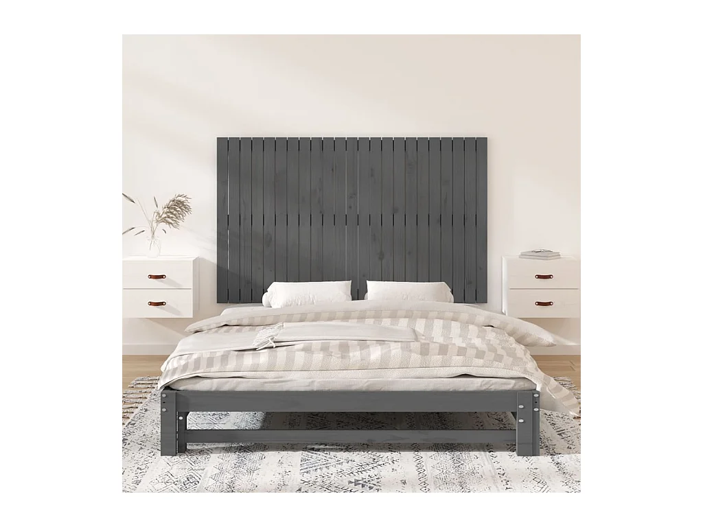 Wandhoofdbord Grijs 147x3x90 cm Massief grenenhout