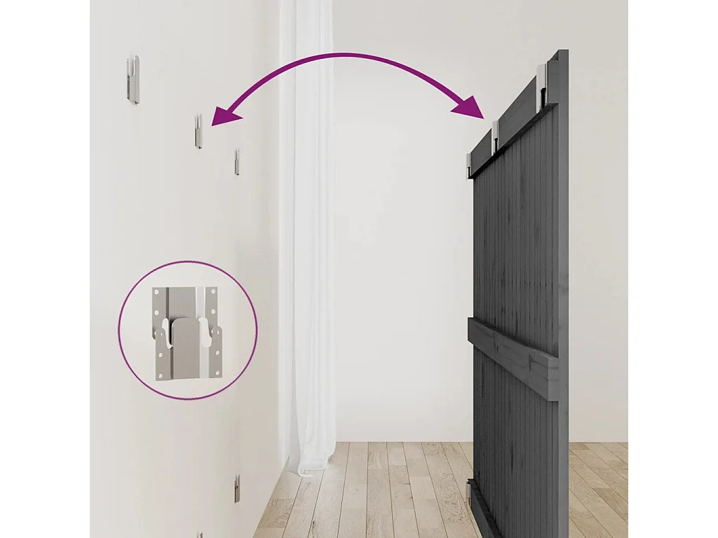 Cabecero de pared Gris 147x3x90 cm Madera maciza de pino