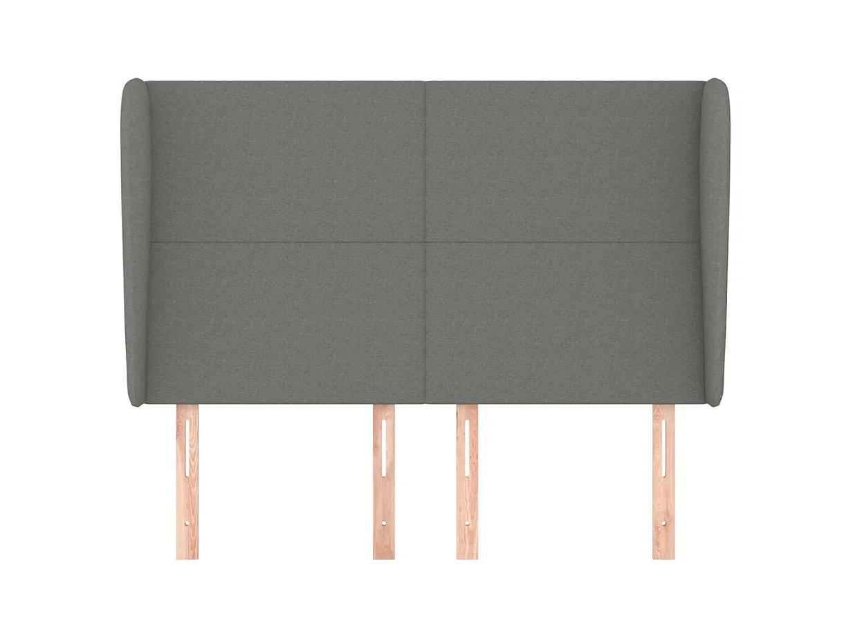 Tête de lit avec oreilles Gris foncé 147x23x118/128 cm Tissu