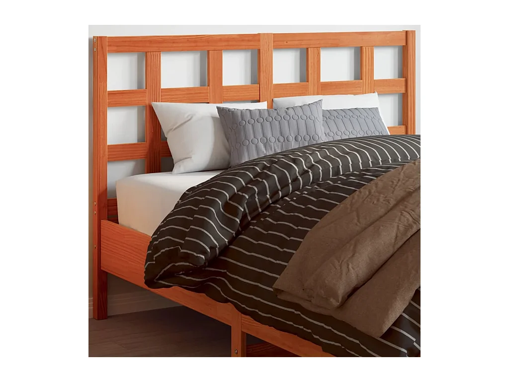 Testiera in legno massello di pino da 135 cm in cera marrone