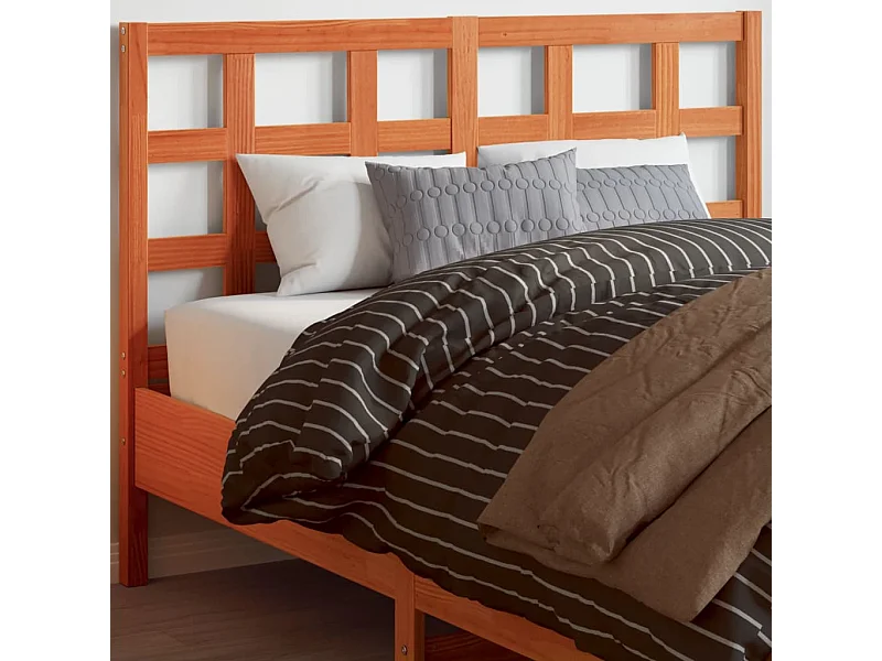 Cabecero encerado marrón 135 cm madera maciza de pino