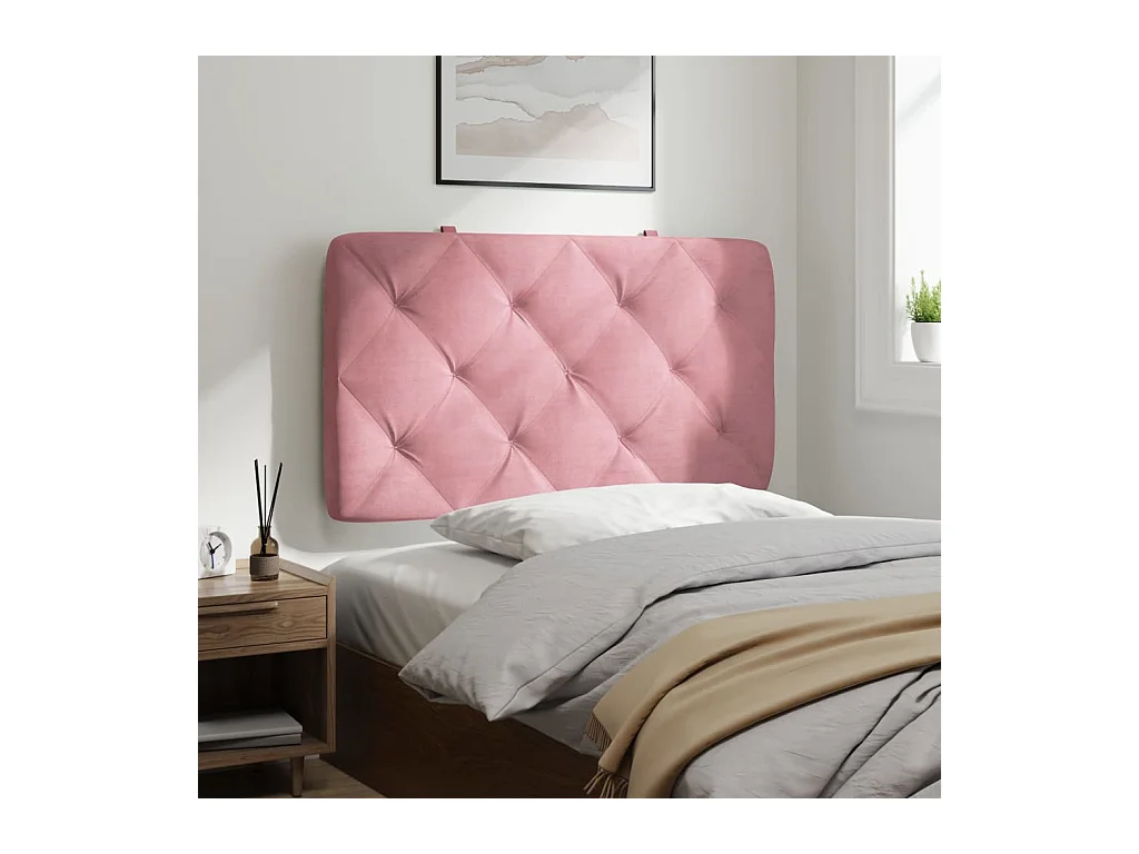 Roze hoofdbordkussen 90 cm fluweel