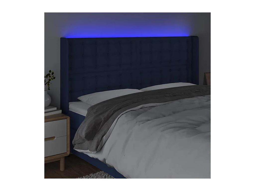 Blauw LED hoofdbord 183x16x118/128 cm Stof