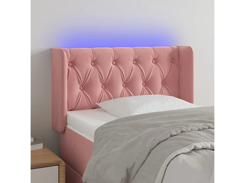 LED-Kopfteil Rosa 83x16x78/88 cm Samt