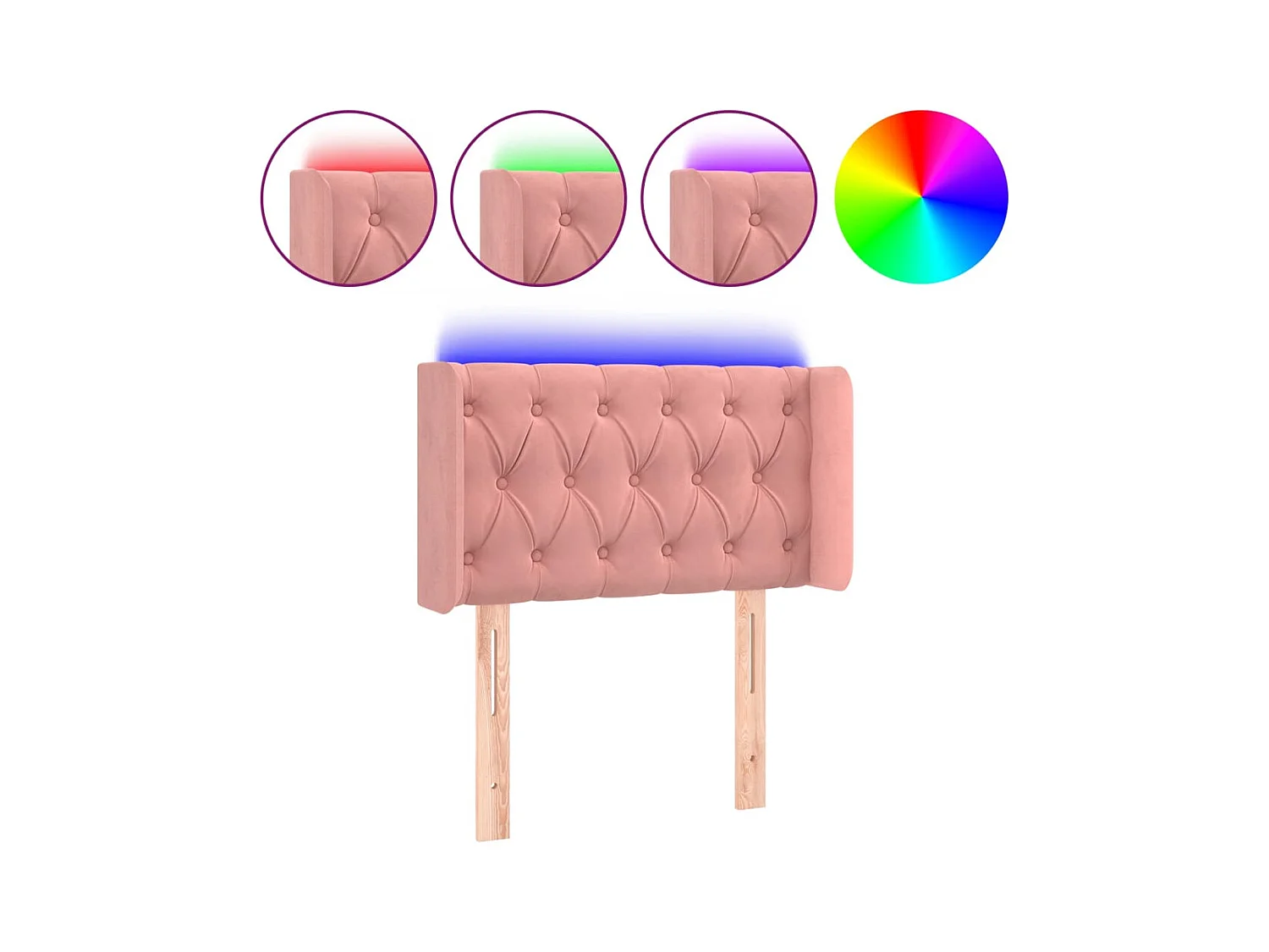 LED-Kopfteil Rosa 83x16x78/88 cm Samt