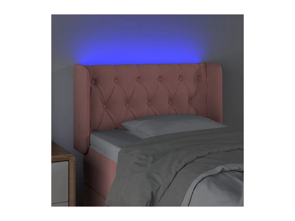 LED-Kopfteil Rosa 83x16x78/88 cm Samt