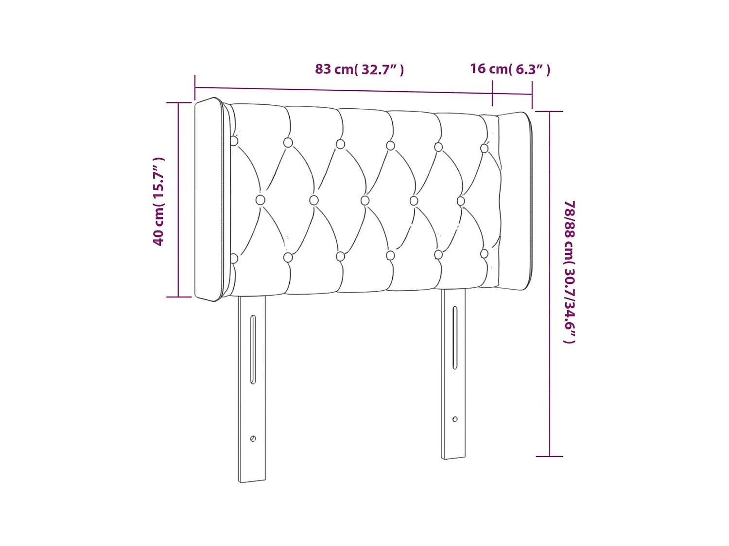 LED-Kopfteil Rosa 83x16x78/88 cm Samt
