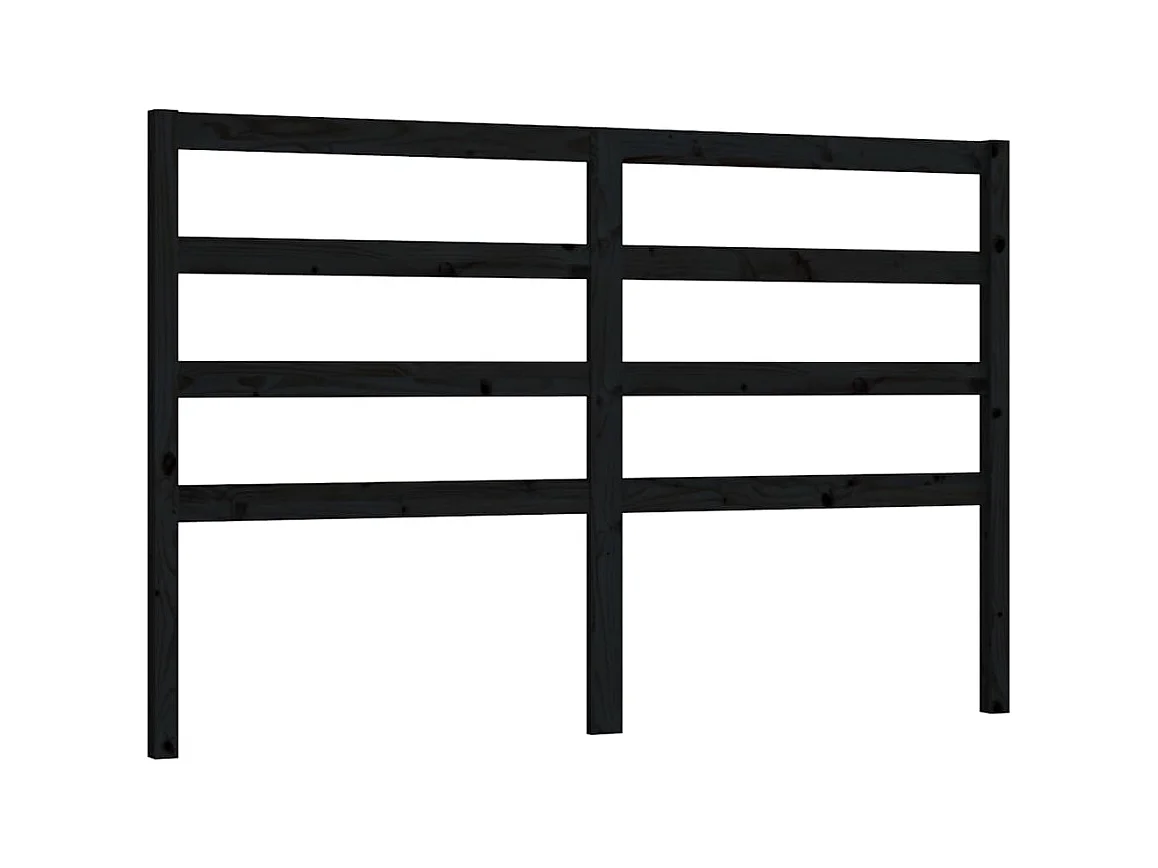 Tête de lit Noir 146x4x100 cm Bois massif de pin