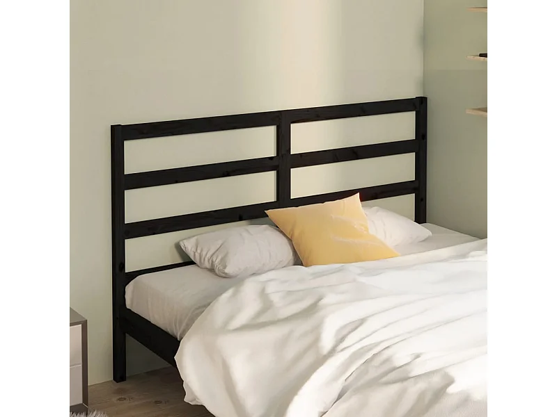 Tête de lit Noir 146x4x100 cm Bois massif de pin
