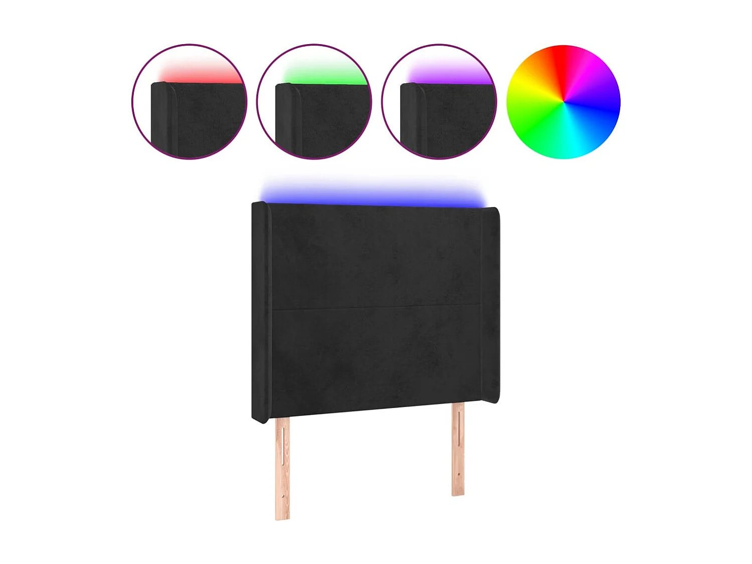 LED Hoofdbord Zwart 93x16x118/128 cm Fluweel