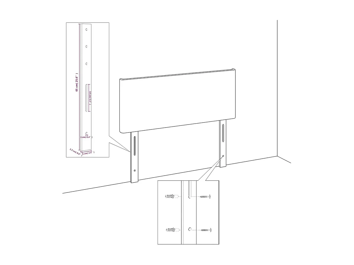 Tête de lit avec oreilles Taupe 103x23x78/88 cm Tissu