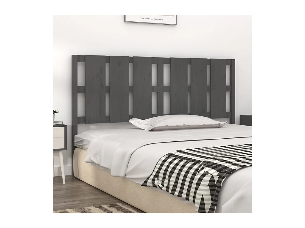 Grijs hoofdbord 165,5x4x100 cm Massief grenenhout