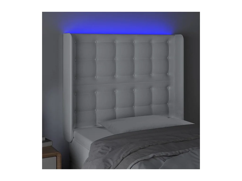 LED Hoofdbord Wit 103x16x118/128 cm Kunstleer