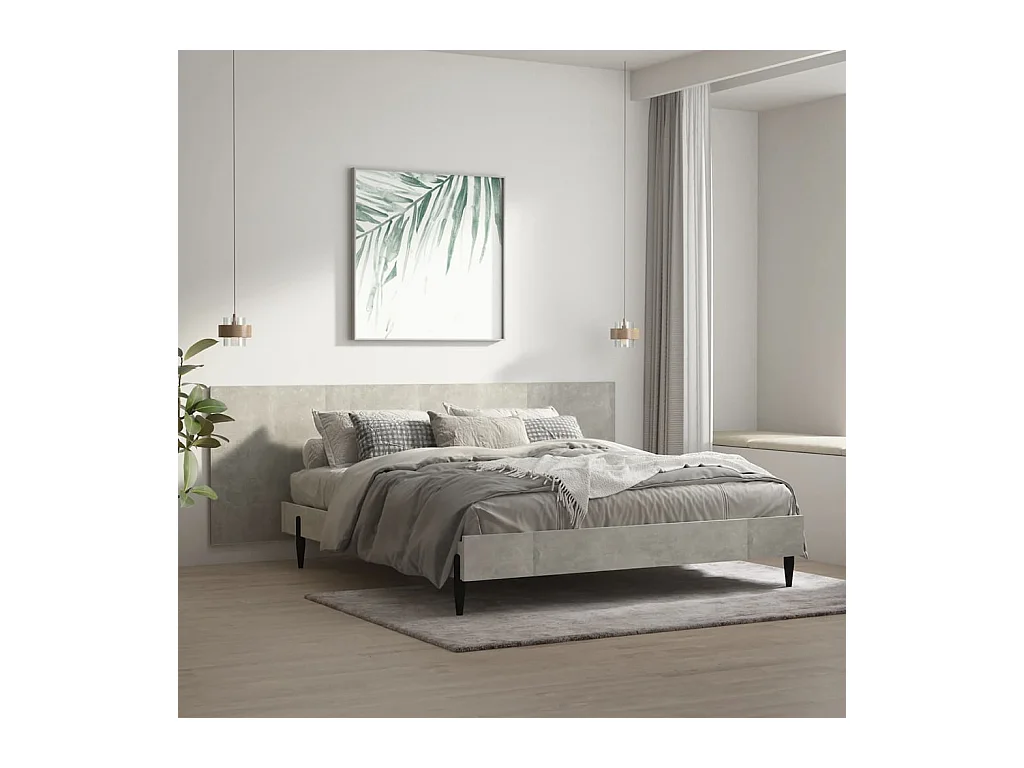 Cabecero de pared gris hormigón 240x1,5x80 cm Madera de ingeniería