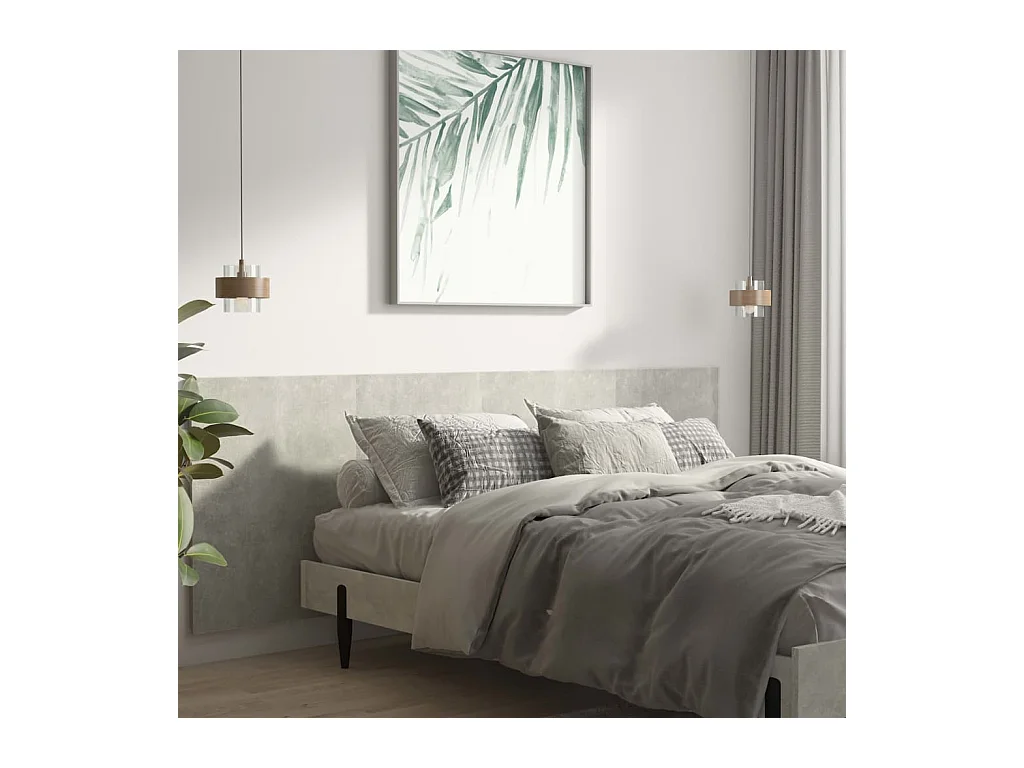 Cabecero de pared gris hormigón 240x1,5x80 cm Madera de ingeniería