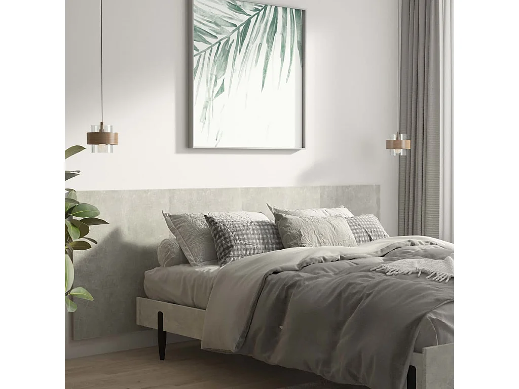 Testiera da parete in cemento grigio 240x1,5x80 cm in legno ingegnerizzato