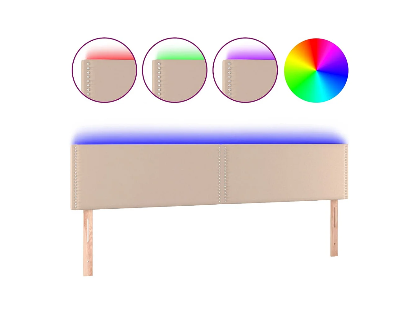 Testiera LED Cappuccino 180x5x78/88 cm Ecopelle