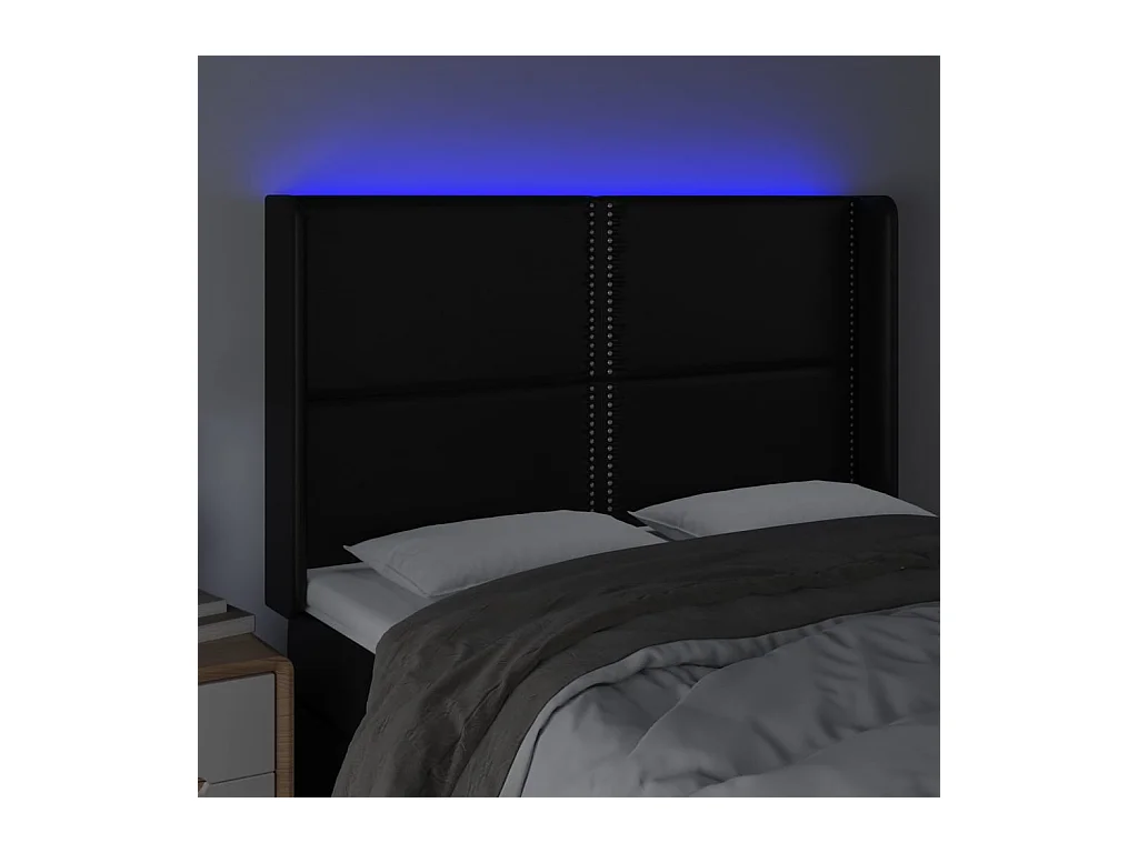 LED-Kopfteil Schwarz 147x16x118/128 cm Kunstleder