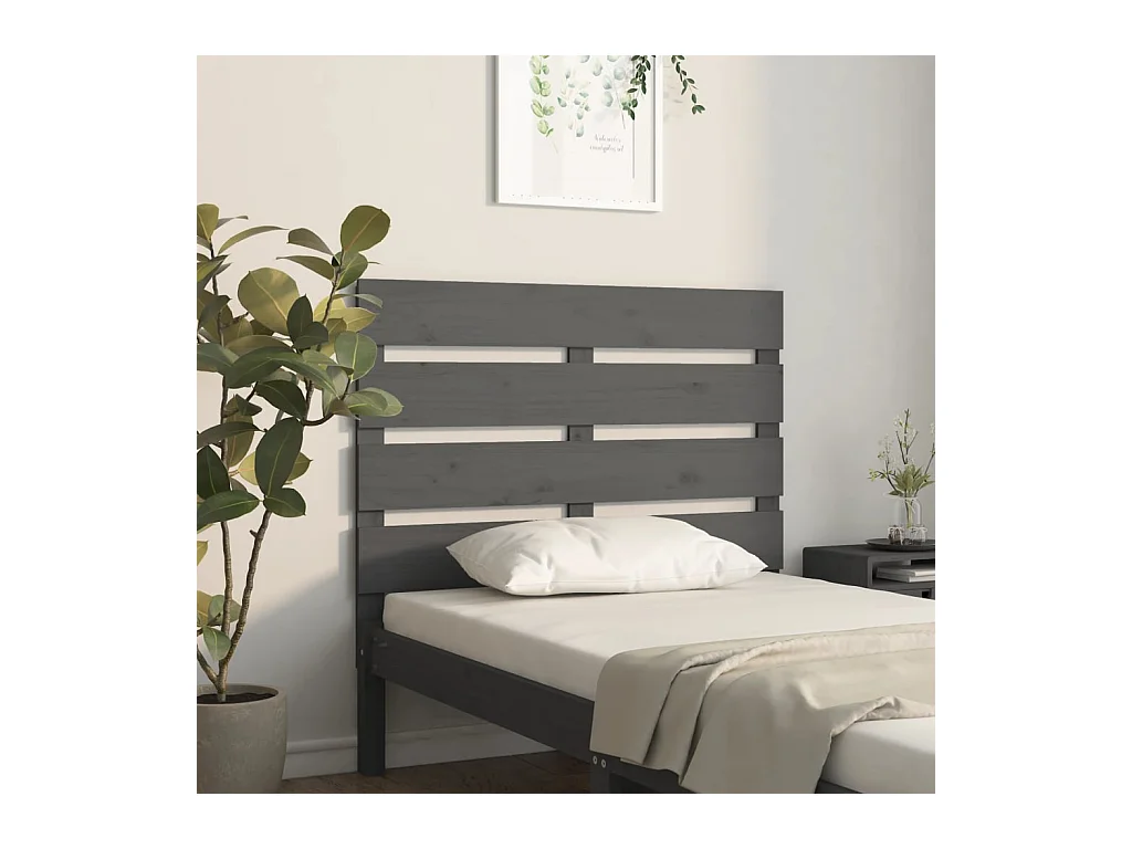 Grijs hoofdbord 100x3x80 cm Massief grenenhout