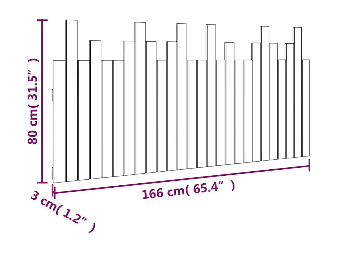 Cabecero de pared 166x3x80 cm Madera maciza de pino