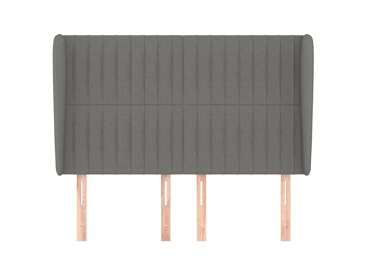 Tête de lit avec oreilles Gris foncé 147x23x118/128 cm Tissu