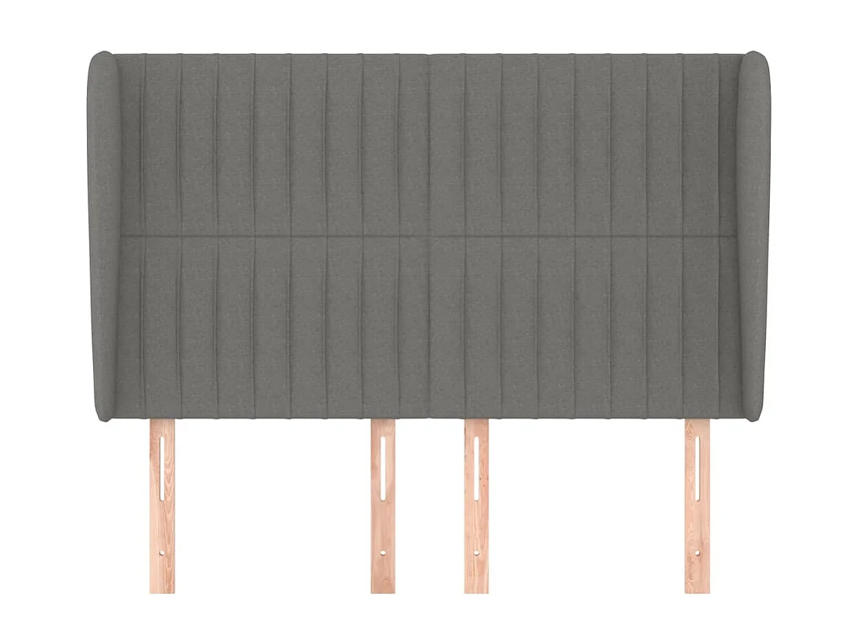 Tête de lit avec oreilles Gris foncé 147x23x118/128 cm Tissu