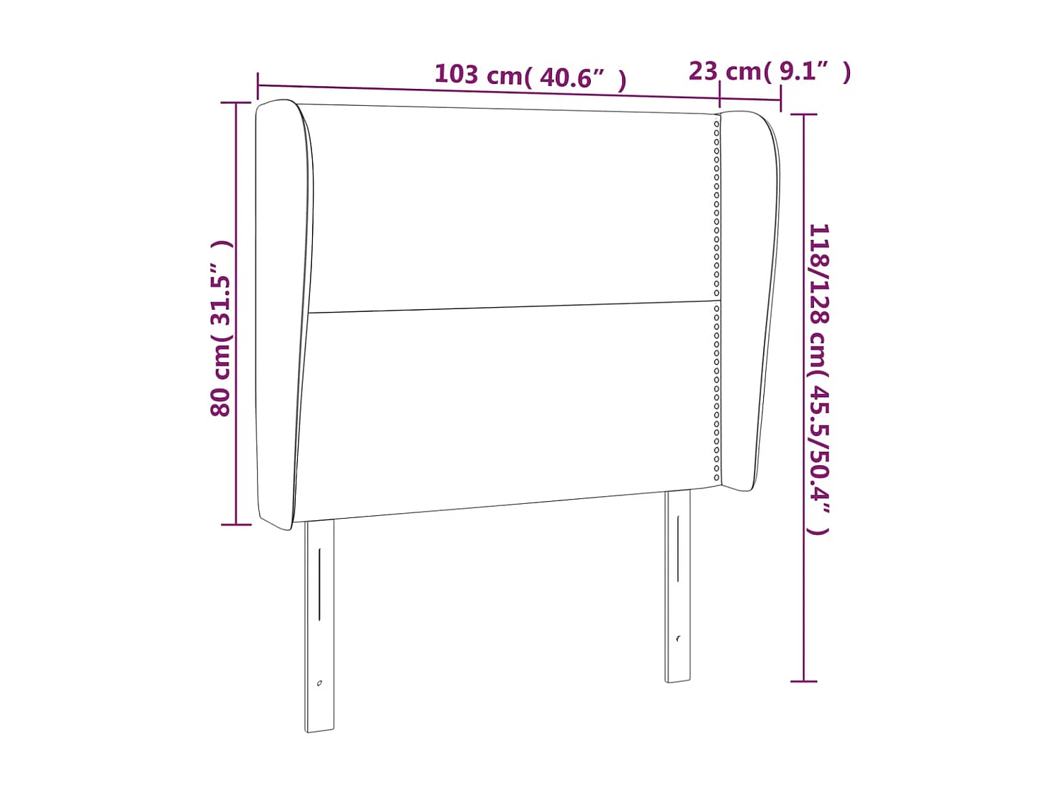 Tête de lit avec oreilles Gris foncé 103x23x118/128 cm Velours