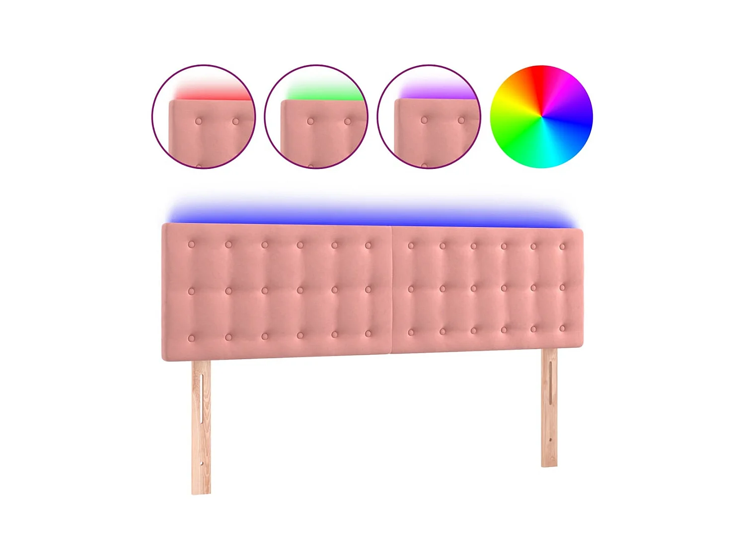 LED Hoofdbord Roze 144x5x78/88 cm Fluweel