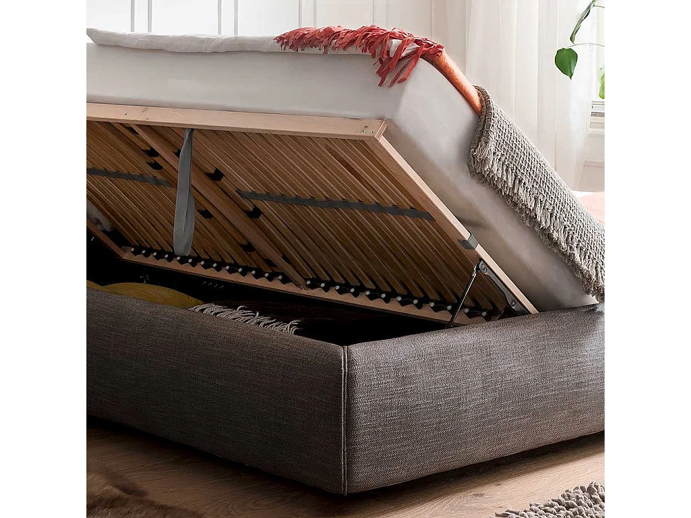 Stauraum Bett in Anthrazit Webstoff 180x200 cm