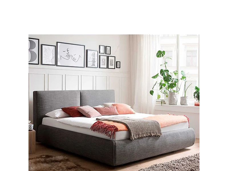 Stauraum Bett in Anthrazit Webstoff 180x200 cm