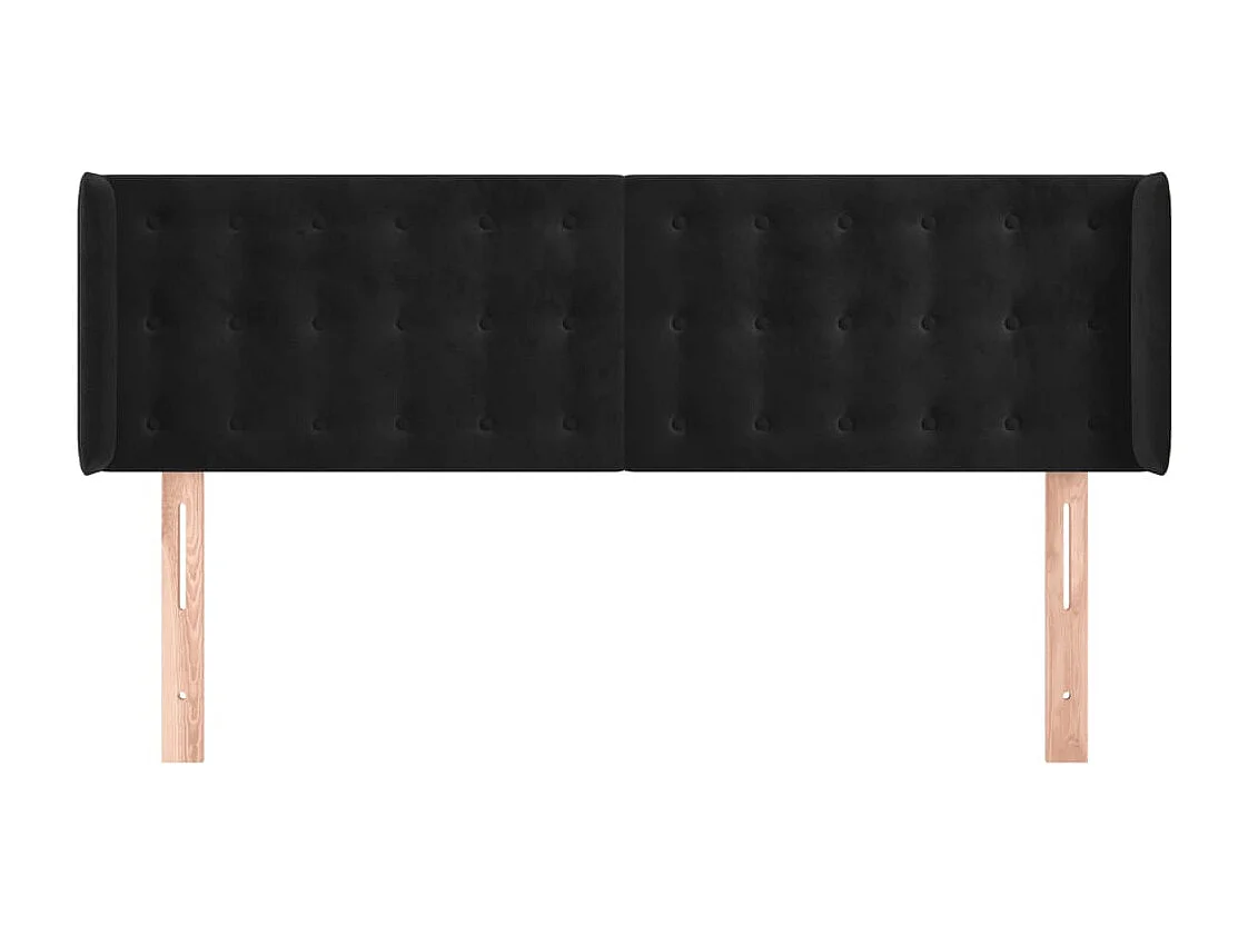 Kopfteil mit Flügeln Schwarz 147x16x78/88 cm Samt