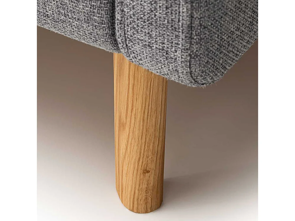 Gepolstertes Bett mit Stauraum in Grau Stoff Vierfußgestell aus Eiche