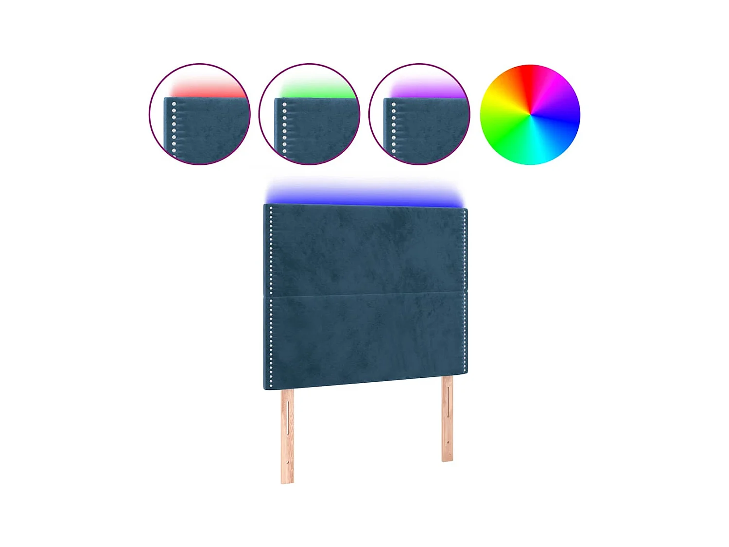 Tête de lit à LED Bleu foncé 100x5x118/128 cm Velours