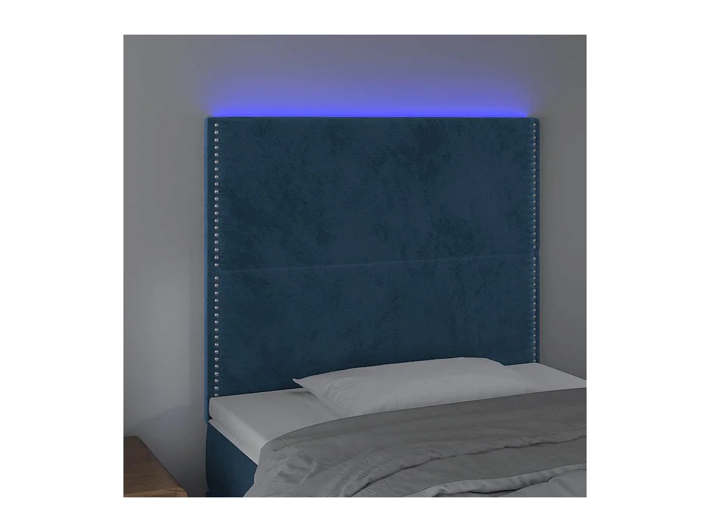 Tête de lit à LED Bleu foncé 100x5x118/128 cm Velours